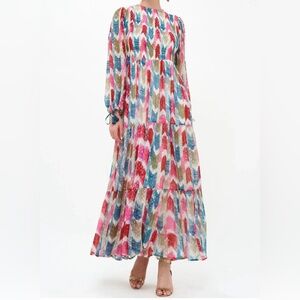 Oliphant Smocked Top Maxi - Jewel Tones - Size XL